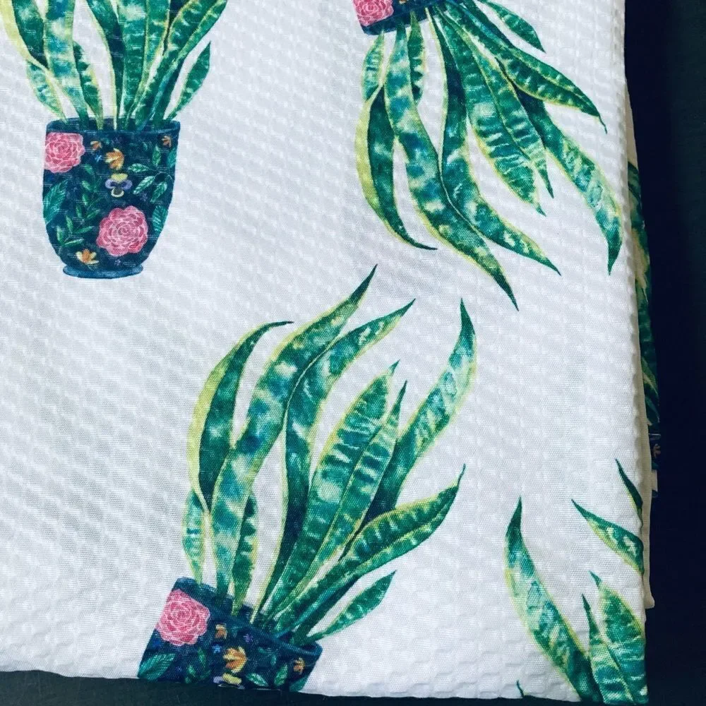 Dracaena Snake Plant Boho Botanical Plants Fabric Shower Curtain